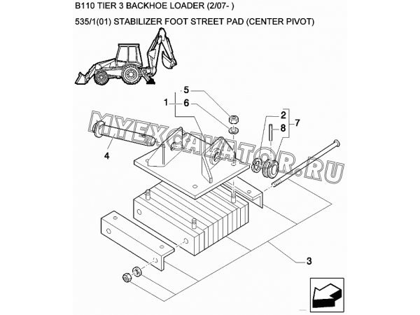 Башмак опоры/STABILIZER FOOT STREET PAD (CENTER PIVOT) New Holland B110