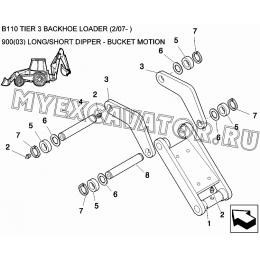 Крепление ковша/LONG/SHORT DIPPER - BUCKET MOTION New Holland B110