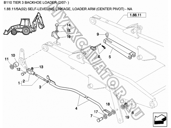 Погрузочное оборудование/SELF-LEVELING LINKAGE, LOADER ARM (CENTER PIVOT) - NA New Holland B110