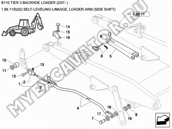 Погрузочное оборудование/SELF-LEVELING LINKAGE, LOADER ARM (SIDE SHIFT) New Holland B110