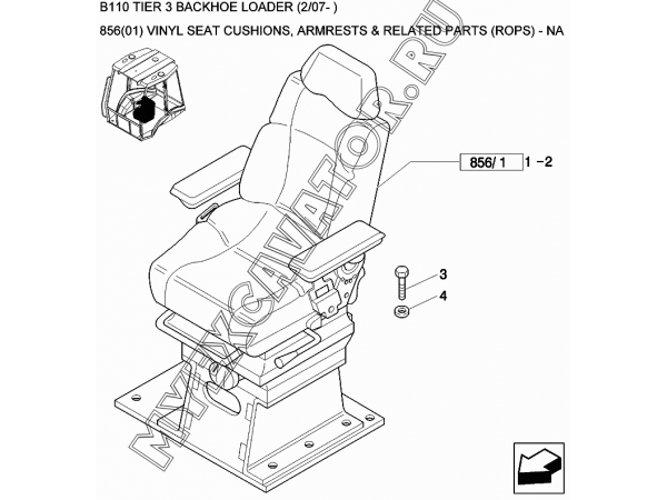 Сиденье оператора/VINYL SEAT CUSHIONS, ARMRESTS &amp; RELATED PARTS (ROPS) - NA New Holland B110