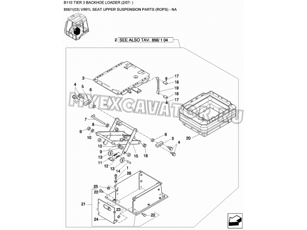 Сиденье оператора/VINYL SEAT UPPER SUSPENSION PARTS (ROPS) - NA New Holland B110