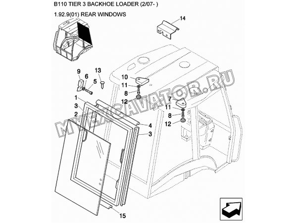 Заднее окно/REAR WINDOWS New Holland B110