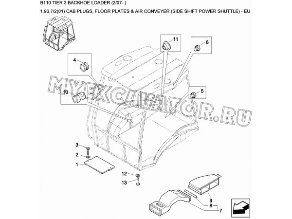 Заглушки/CAB PLUGS, FLOOR PLATES &amp; AIR CONVEYER (SIDE SHIFT POWER SHUTTLE) - EU New Holland B110