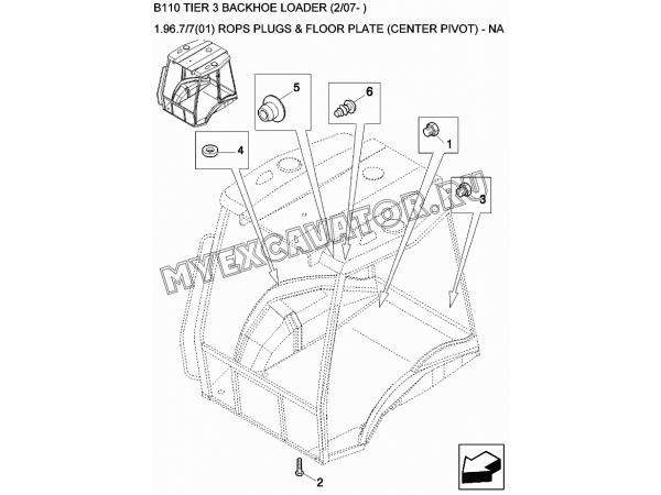 Заглушки/ROPS PLUGS &amp; FLOOR PLATE (CENTER PIVOT) - NA New Holland B110