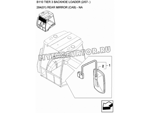 Зеркало заднего вида/REAR MIRROR (CAB) - NA New Holland B110