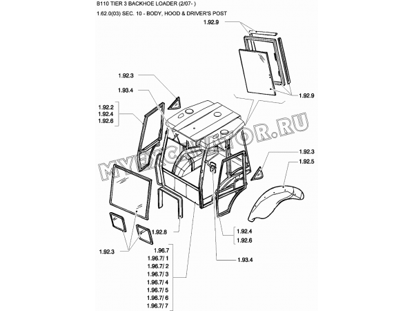 Кабина/BODY, HOOD &amp; DRIVER'S POST New Holland B110