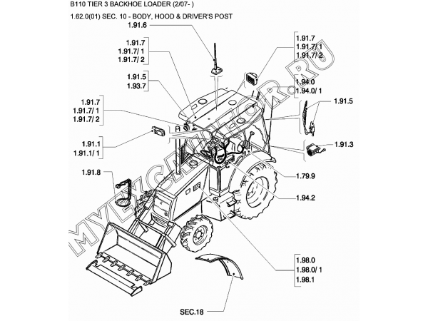 Кабина/BODY, HOOD &amp; DRIVER'S POST New Holland B110