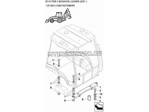 Крепление кабины/CAB FASTENERS New Holland B110