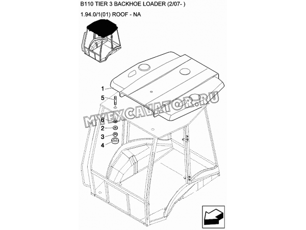 Крыша кабины/ROOF - NA New Holland B110