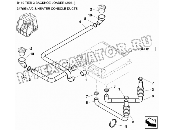 Воздуховоды/A/C &amp; HEATER CONSOLE DUCTS New Holland B110