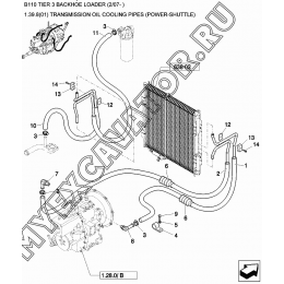 Маслопроводы охлаждения трансмиссии/TRANSMISSION OIL COOLING PIPES (POWER-SHUTTLE) New Holland B110