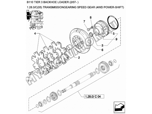 Трансмиссия/TRANSMISSIONGEARING SPEED GEAR (4WD POWER-SHIFT) New Holland B110