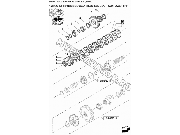 Трансмиссия/TRANSMISSIONGEARING SPEED GEAR (4WD POWER-SHIFT) New Holland B110