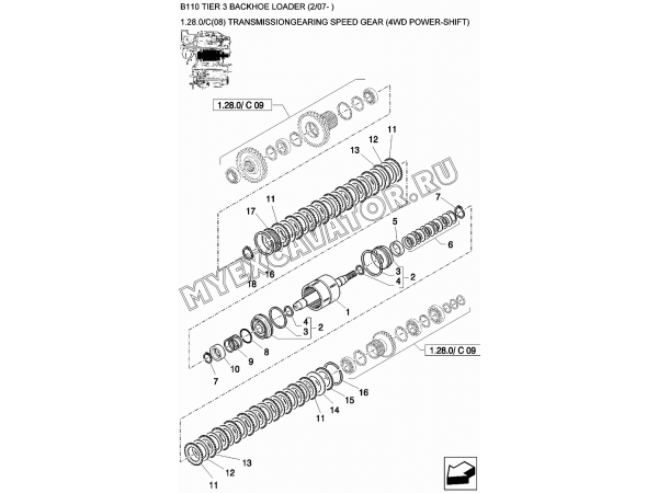 Трансмиссия/TRANSMISSIONGEARING SPEED GEAR (4WD POWER-SHIFT) New Holland B110