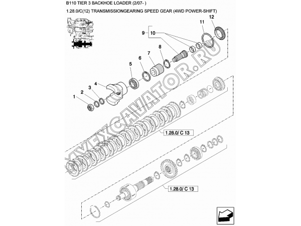 Трансмиссия/TRANSMISSIONGEARING SPEED GEAR (4WD POWER-SHIFT) New Holland B110