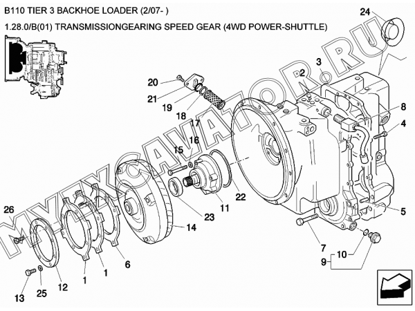 Трансмиссия/TRANSMISSIONGEARING SPEED GEAR (4WD POWER-SHUTTLE) New Holland B110