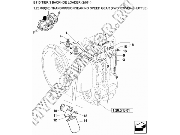 Трансмиссия/TRANSMISSIONGEARING SPEED GEAR (4WD POWER-SHUTTLE) New Holland B110
