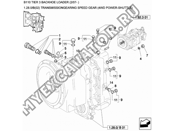 Трансмиссия/TRANSMISSIONGEARING SPEED GEAR (4WD POWER-SHUTTLE) New Holland B110