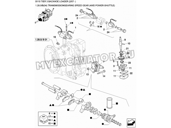 Трансмиссия/TRANSMISSIONGEARING SPEED GEAR (4WD POWER-SHUTTLE) New Holland B110