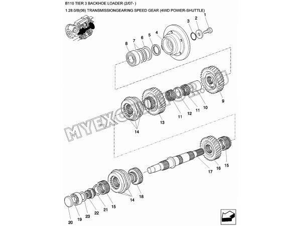 Трансмиссия/TRANSMISSIONGEARING SPEED GEAR (4WD POWER-SHUTTLE) New Holland B110