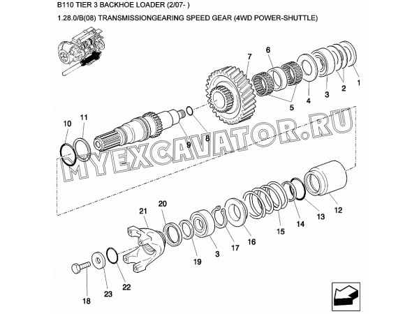 Трансмиссия/TRANSMISSIONGEARING SPEED GEAR (4WD POWER-SHUTTLE) New Holland B110