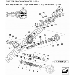 Задний мост/REAR AXLE (POWER-SHUTTLE) (CENTER PIVOT) - NA New Holland B110