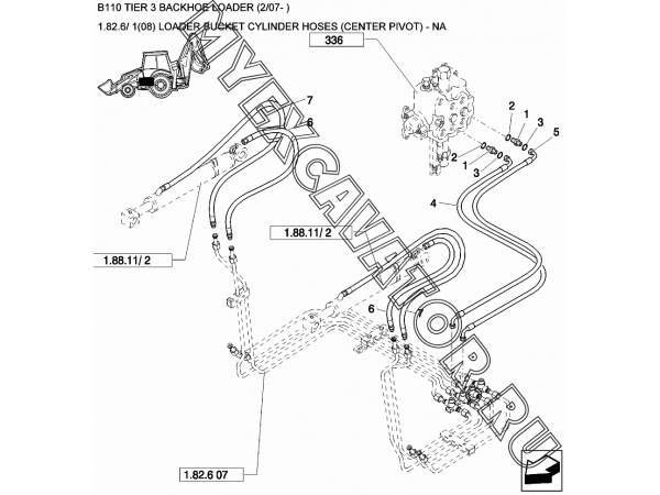 Гидросистема/LOADER BUCKET CYLINDER HOSES (CENTER PIVOT) - NA New Holland B110