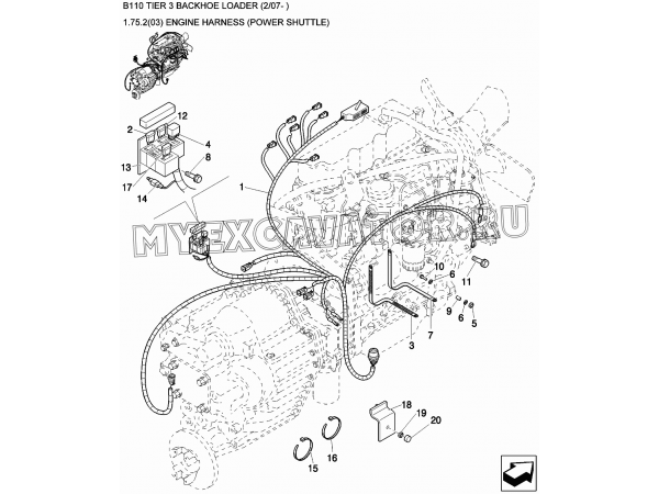 Жгут проводов двигателя/ENGINE HARNESS (POWER SHUTTLE) New Holland B110