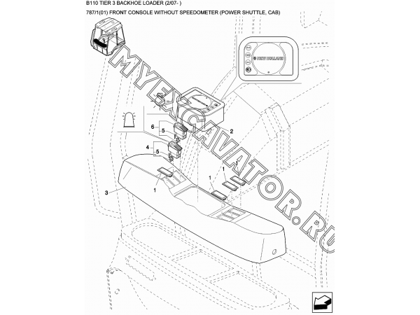 Панель приборов/FRONT CONSOLE WITHOUT SPEEDOMETER (POWER SHUTTLE, CAB) New Holland B110