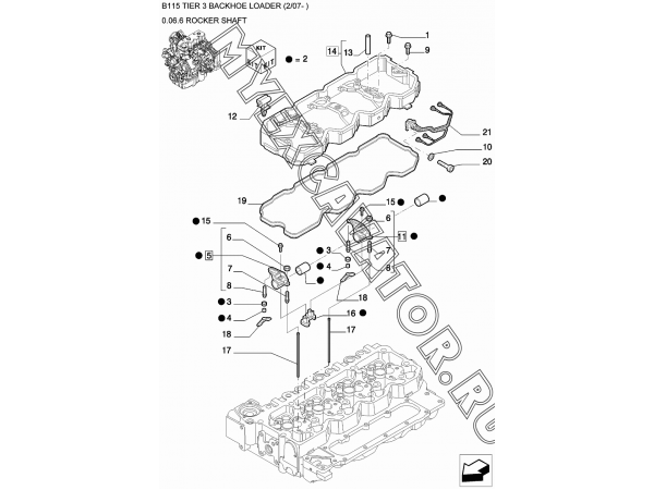Клапанный механизм/ROCKER SHAFT New Holland B115