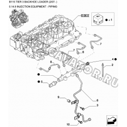 Топливные трубопроводы/INJECTION EQUIPMENT - PIPING New Holland B115
