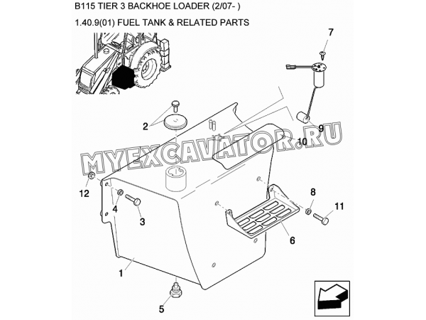 Топливный бак/FUEL TANK &amp; RELATED PARTS New Holland B115