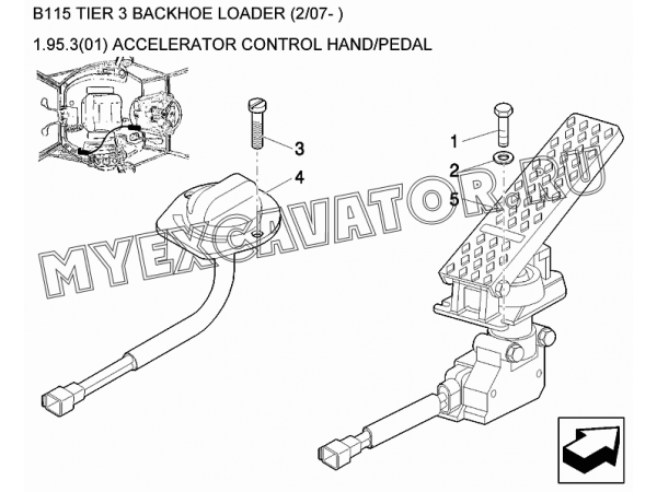 Управление акселератором/ACCELERATOR CONTROL HAND/PEDAL New Holland B115