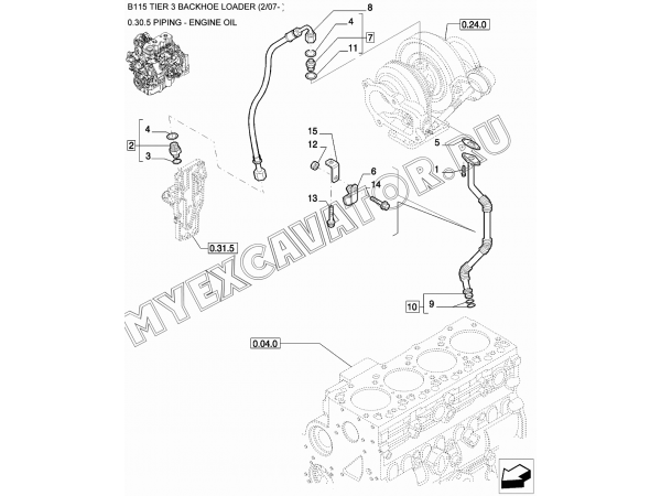 Масляные трубопроводы/PIPING - ENGINE OIL New Holland B115