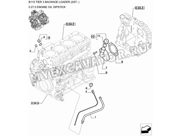 Масляный щуп/ENGINE OIL DIPSTICK New Holland B115