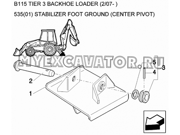 Башмак опоры/STABILIZER FOOT GROUND (CENTER PIVOT) New Holland B115