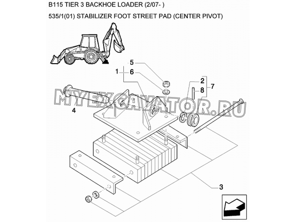 Башмак опоры/STABILIZER FOOT STREET PAD (CENTER PIVOT) New Holland B115