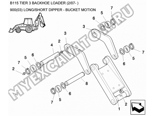 Крепление ковша/LONG/SHORT DIPPER - BUCKET MOTION New Holland B115