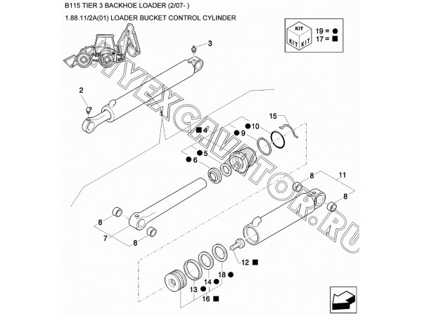 Погрузочное оборудование/LOADER BUCKET CONTROL CYLINDER New Holland B115