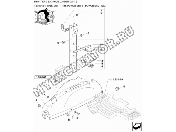Внутренняя отделка кабины/CAB / SOFT TRIM (POWER SHIFT - POWER SHUTTLE) New Holland B115