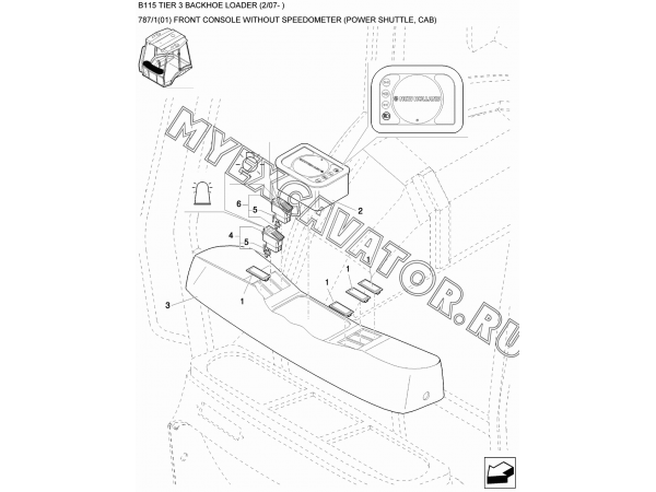 Панель приборов/FRONT CONSOLE WITHOUT SPEEDOMETER (POWER SHUTTLE, CAB) New Holland B115