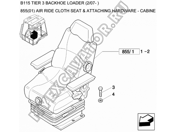 Сиденье оператора/AIR RIDE CLOTH SEAT &amp; ATTACHING HARDWARE - CABINE New Holland B115