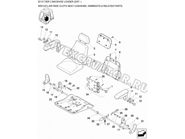 Сиденье оператора/AIR RIDE CLOTH SEAT CUSHIONS, ARMRESTS &amp; RELATED PARTS New Holland B115