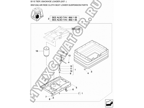 Сиденье оператора/AIR RIDE CLOTH SEAT LOWER SUSPENSION PARTS New Holland B115