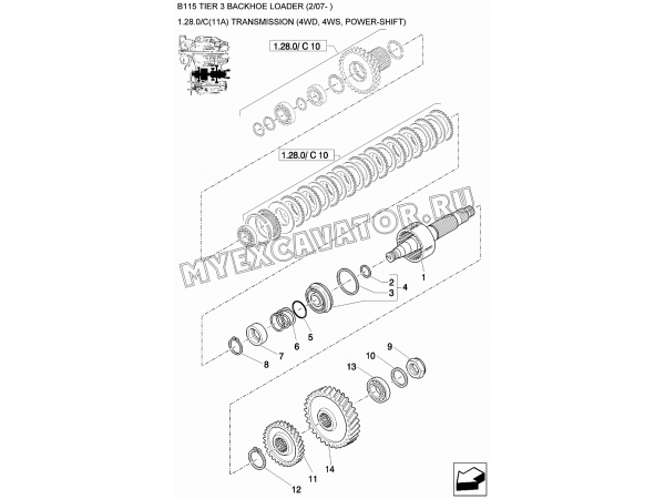 Трансмиссия/TRANSMISSION (4WD, 4WS, POWER-SHIFT) New Holland B115