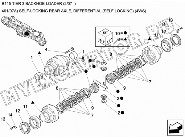 Задний мост/SELF-LOCKING REAR AXLE, DIFFERENTIAL (SELF LOCKING) (4WS) New Holland B115