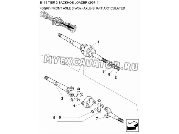 Передний мост/FRONT AXLE (4WS) - AXLE-SHAFT ARTICULATED New Holland B115