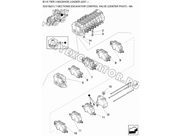 Гидросистема/7-SECTIONS EXCAVATOR CONTROL VALVE (CENTER PIVOT) - NA New Holland B115