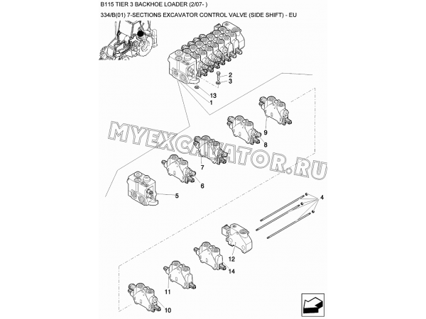 Гидросистема/7-SECTIONS EXCAVATOR CONTROL VALVE (SIDE SHIFT) - EU New Holland B115